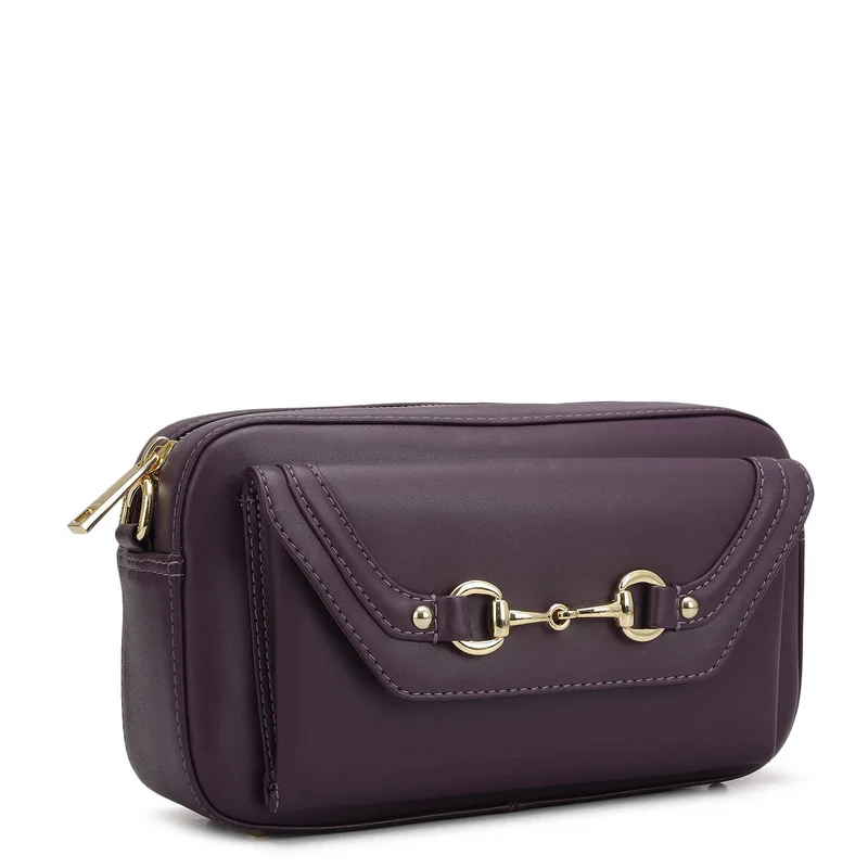 دا ميلانو حقيبة جلدية صغيرة سادة - لون العنب